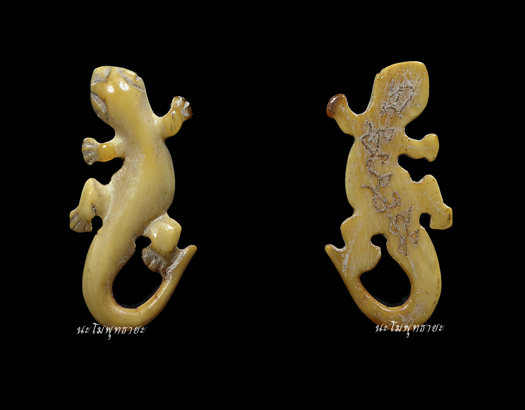 จิ้งจกเดี่ยว งาแกะ หลวงพ่อหน่าย วัดบ้านแจ้ง อยุธยา